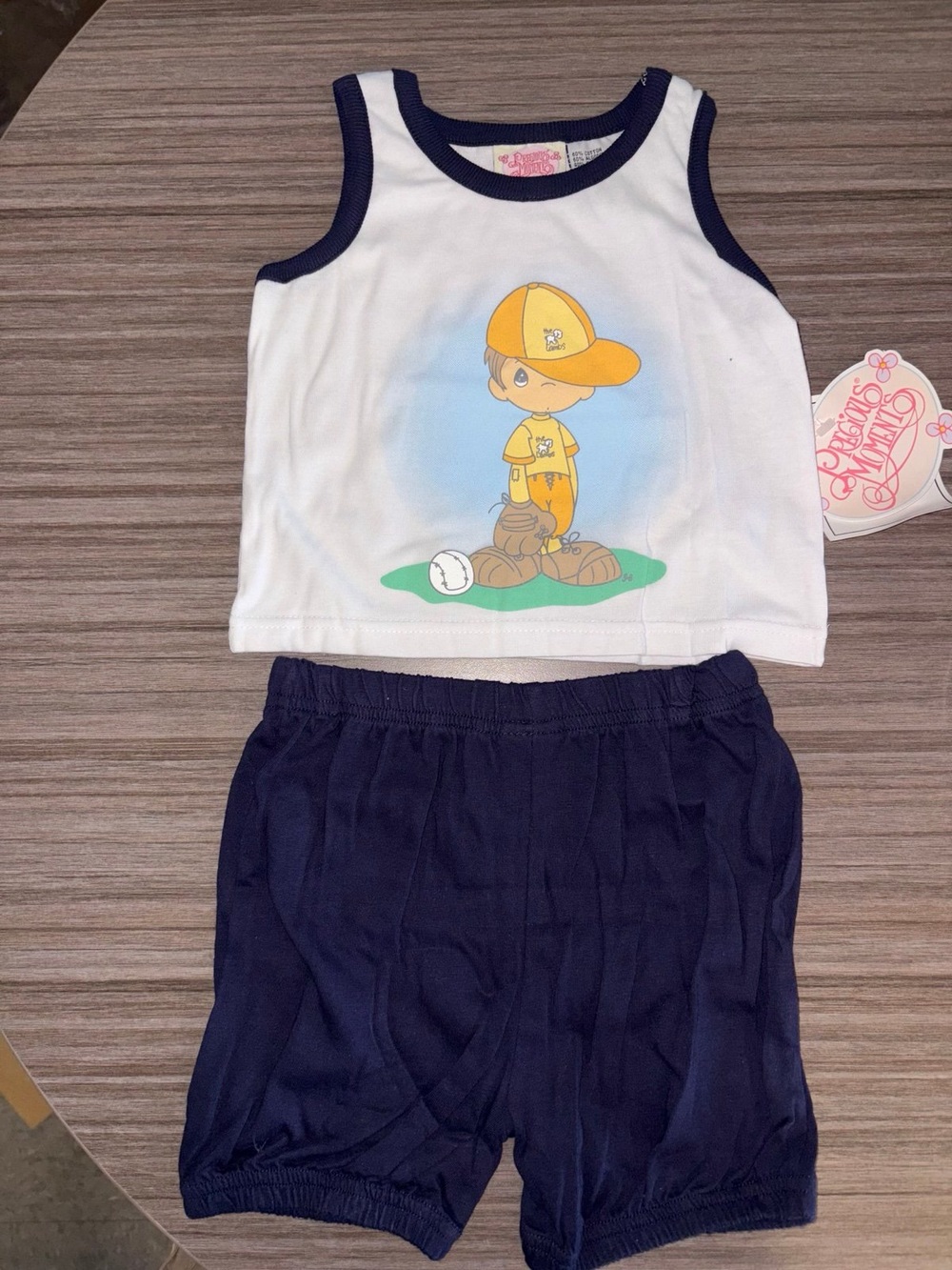 Vintage Precious Moments “No Games” Baseball 2-Piece Set – Size 24M